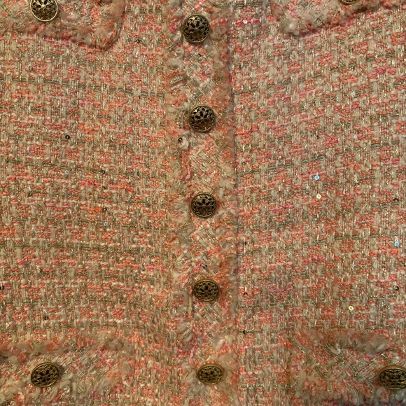 Pastel Pink Tweed Boucle Sequin Sparkle Chanel Style Dress - Picture 8 of 8